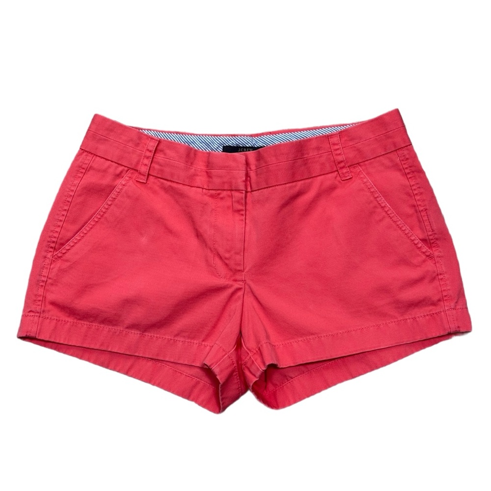 J. Crew Coral High Waist Size 4 Chino Shorts Classic Preppy Style